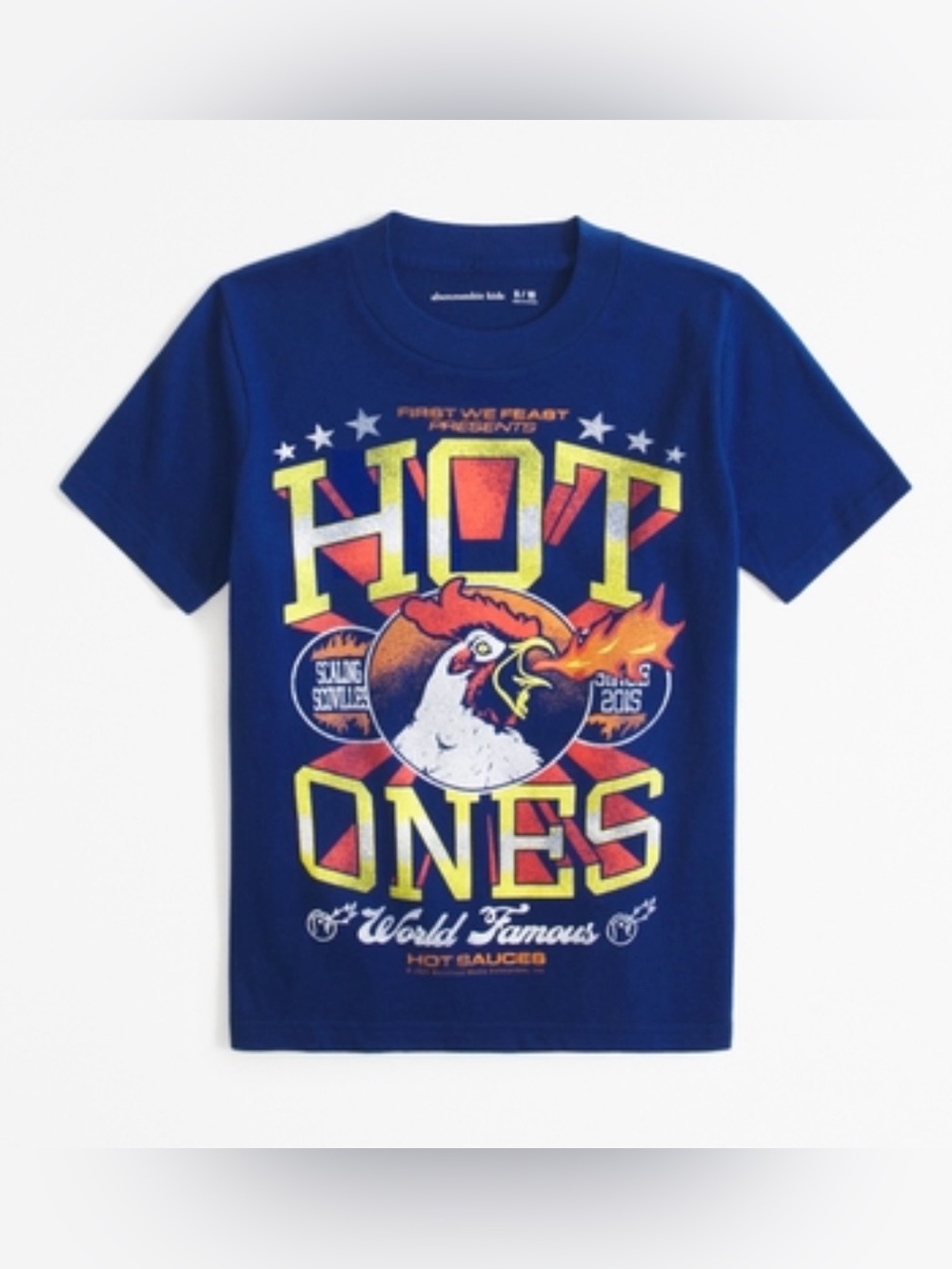 Abercrombie Kids Hot Ones Graphic T-Shirt Blue Boys Size 11/12
